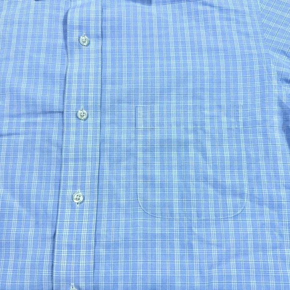 Brooks Brothers Dress Shirt Mens 15.5/32 Blue-White Check Milano No Iron Stretch - Picture 7 of 9